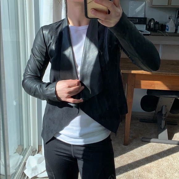 Dynamite Jackets & Blazers - Dynamite Vegan Leather and Suede Open Moto Jacket